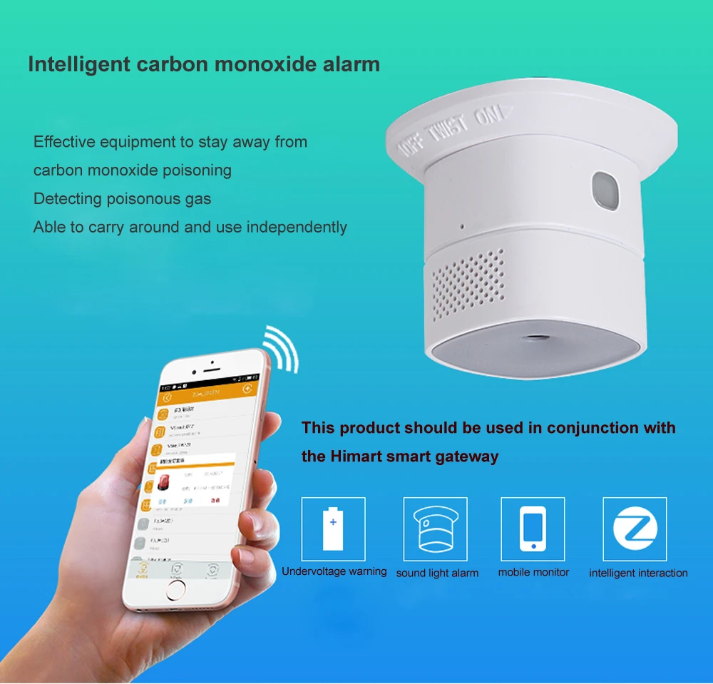 Tuya Zigbee3.0 Carbon Monoxide Sensor CO Gas Detector Smart Life App Control Compatible With Home Assitant And Zigbee2Qmtt