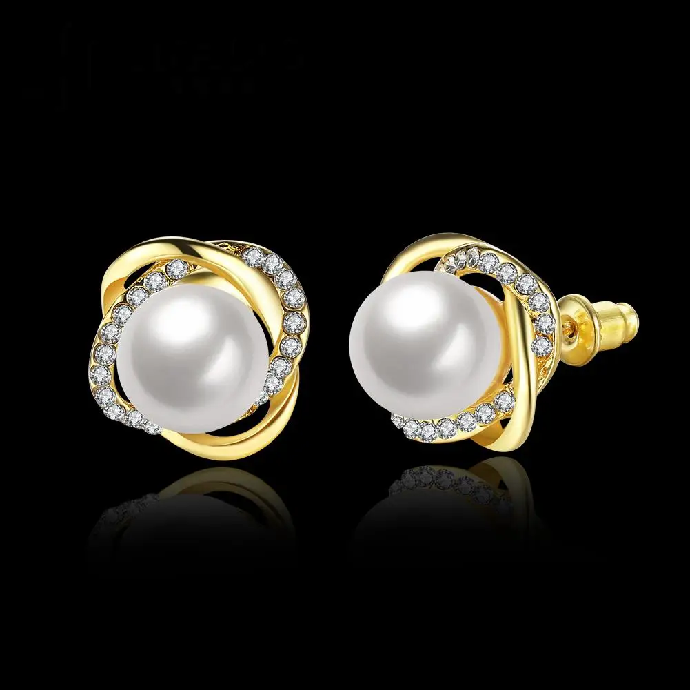 INALIS Brand New Wholesale Charm Vintage Design Style Round AAA Imitation Pearl Earrings Stud For Women Elegant Bridal E871