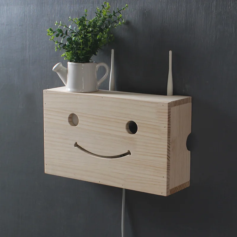 

Creative wood cute expression router storage box Personality wall wooden storage box