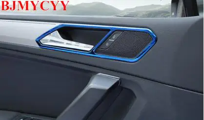 BJMYCYY 4PCS/SET Car interior door handle of stainless steel decorative box For Volkswagen Tiguan 2017 Tiguan L