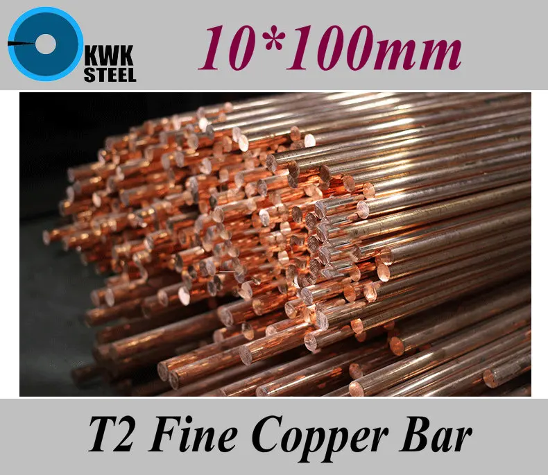 

10*100mm T2 Fine Copper Bar Pure Round Copper Bars DIY Material Free Shipping