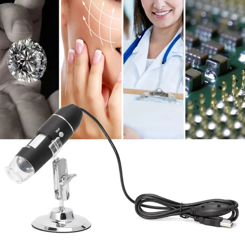 1600X USB Digital Microscope Camera Endoscope 8LED Magnifier with Metal Stand