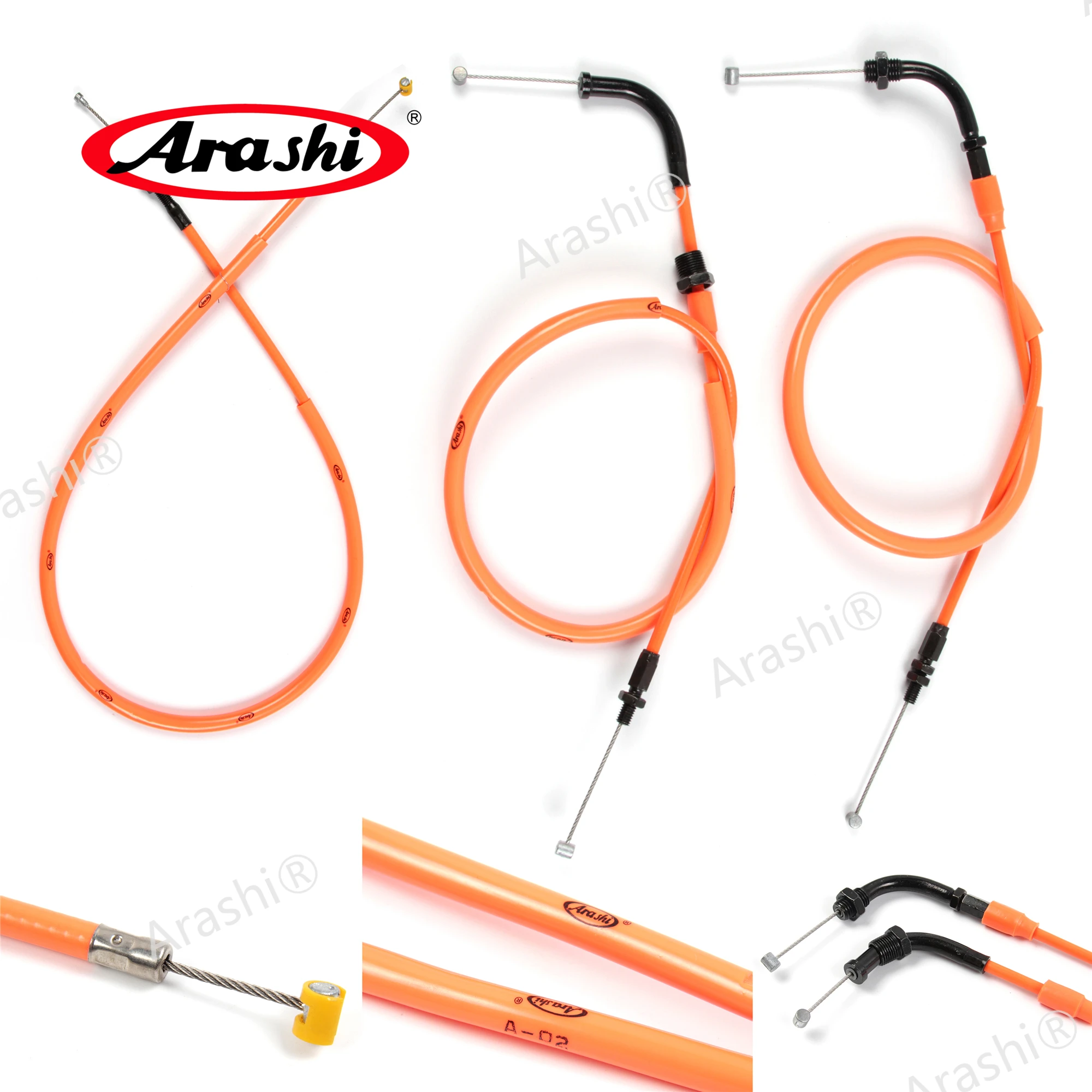 Arashi Motorcycle Accessories Throttle & Clutch Cables Stainless Lines for HONDA CBR600RR 2007 2008 2009 - 2012 CBR 600 RR 1 Set