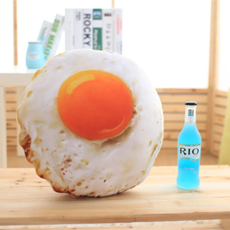 40cm Free Shipping Simulation Stuffed Cotton Soft Fried Egg Cushion Sleeping Pillow Plush baby toyStuffed Poached Egg Food  Doll