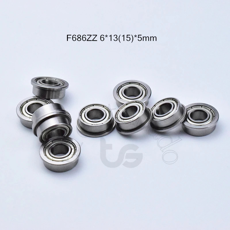 F686zz 6*13(15)*5mm 10pieces Flange bearing Metal sealed 686 686ZZ free shipping ABEC-5 chrome steel miniature bearings hardware