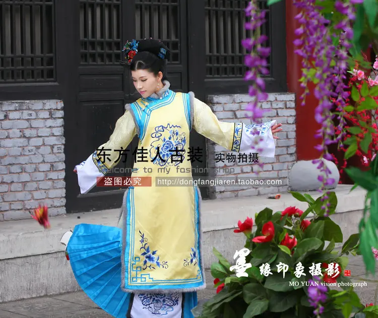 Yellow Embroidery Qing Drama Costume The Palace-the Lost Daughter Actress Embroidery Costume Qing Dynasty Princess Costume