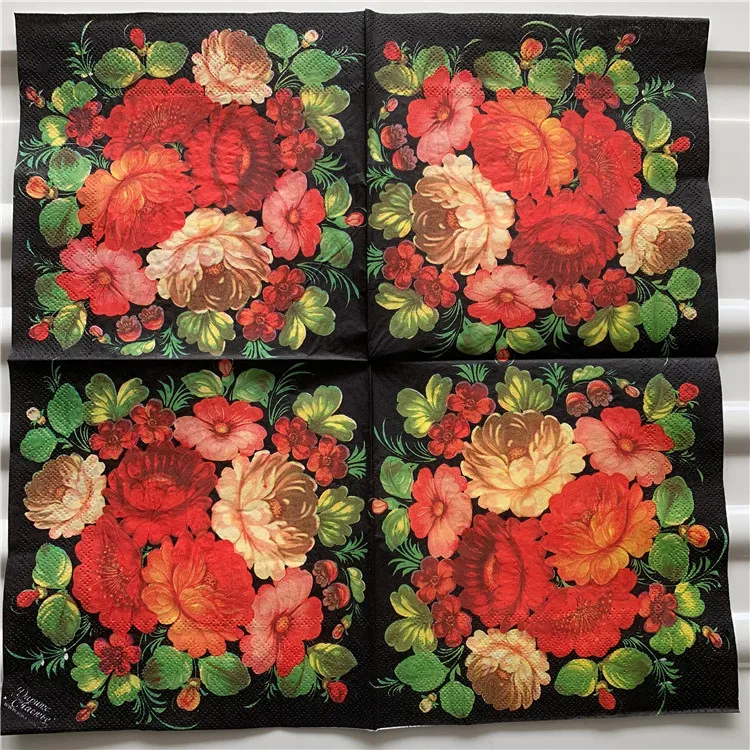 Decoupage table paper napkins elegant tissue vintage towel pink red flower leaf birthday wedding party home beautiful decor 20