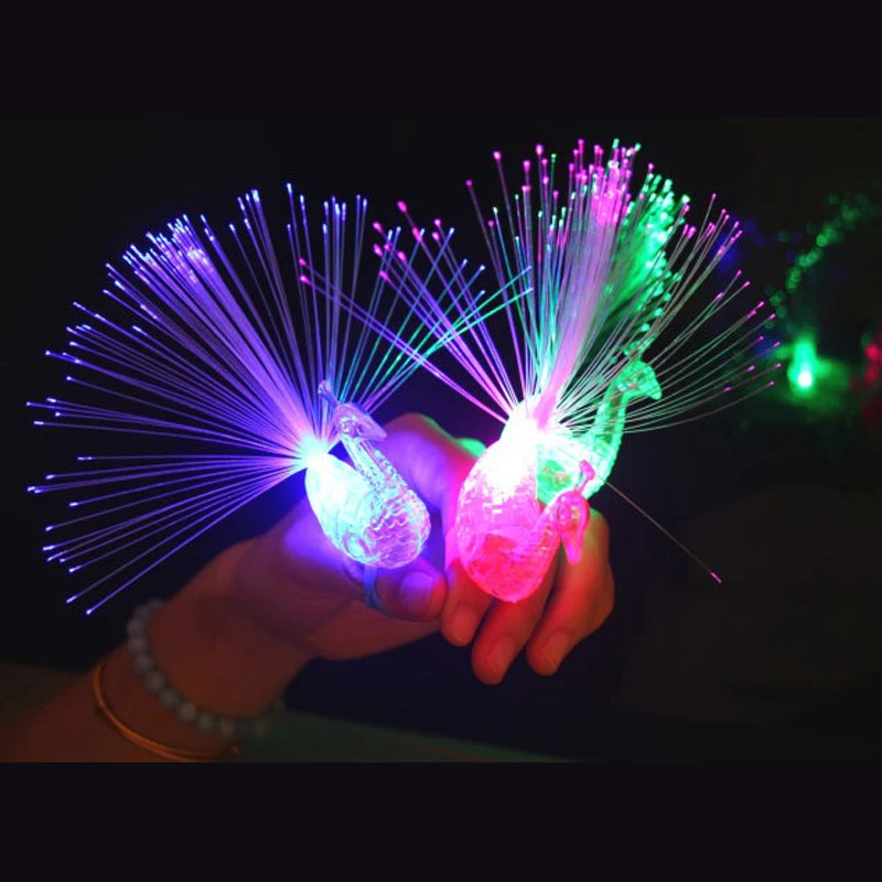 1 Pc Led Pauw Vinger Licht Kleurrijke Ringen Party Lampen Gadgets Kinderen Intelligent Speelgoed Voor Hersenen Gift Gunsten Props