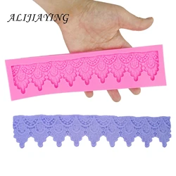 Long strip cake lace border curtain shape Sugarcraft Silicone Molds Gumpaste Chocolate Fondant Cake Decorating Tools D1340