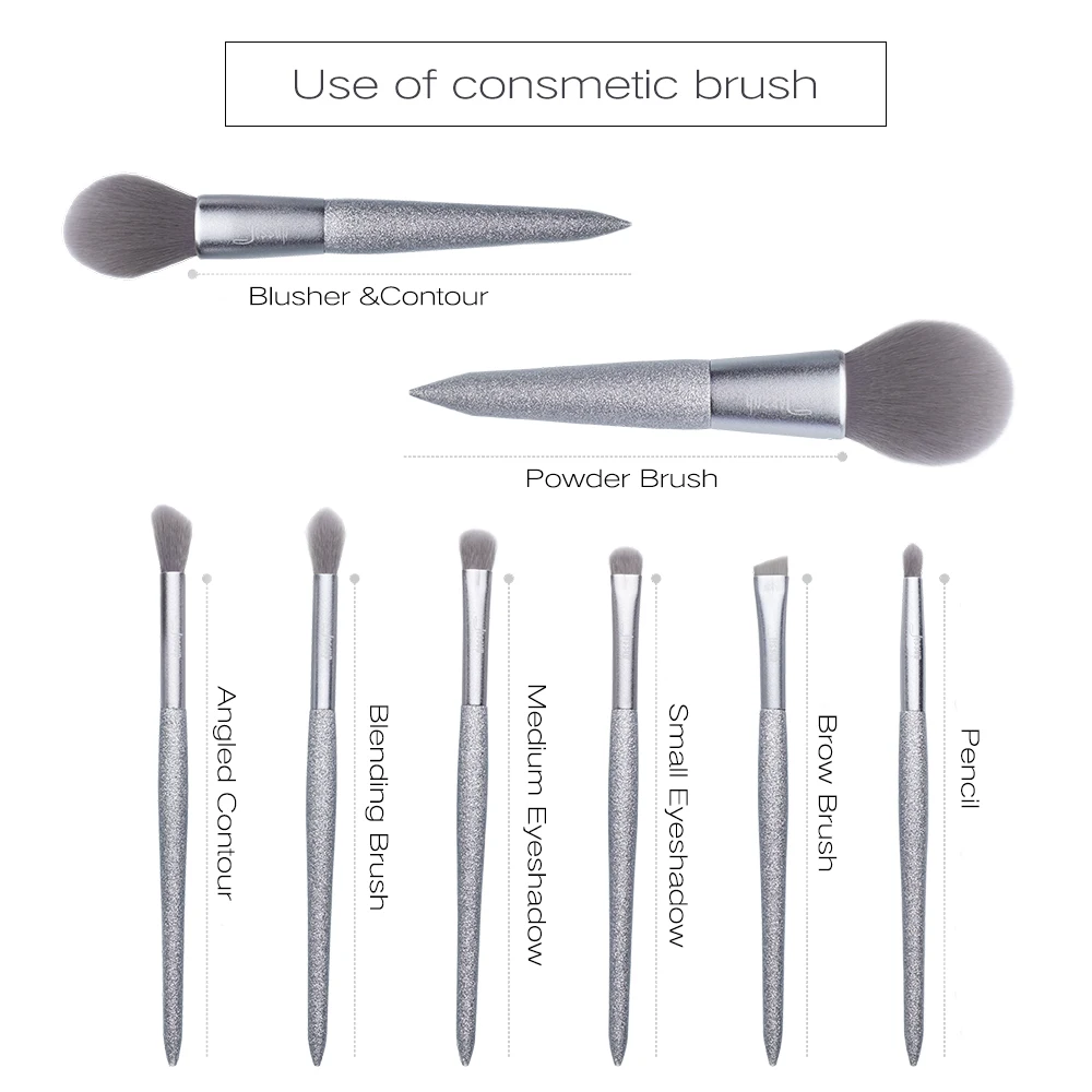 Jessup-Pinceau de maquillage 8 pièces, brosse à poudre, fard à barrage, fond de teint, cheveux synthétiques, boîte cadeau, fête brillante