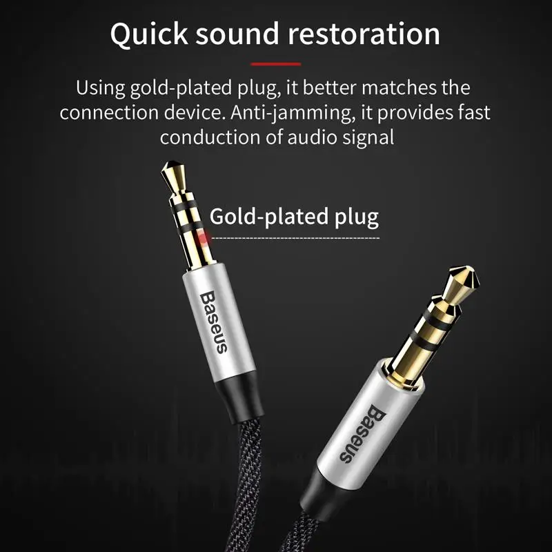 Baseus-Cable de Audio con conector de 3,5mm, Cable auxiliar de Audio macho a macho de 3,5mm para Samsung S10, Cable auxiliar para altavoz y