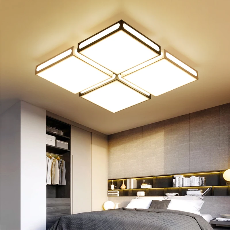 Moder led Ceiling Lamp Acrylic Bedroom Ceiling Lights Fixtures White Black Avize Bedroom Living Room Triangle Plafondlamp