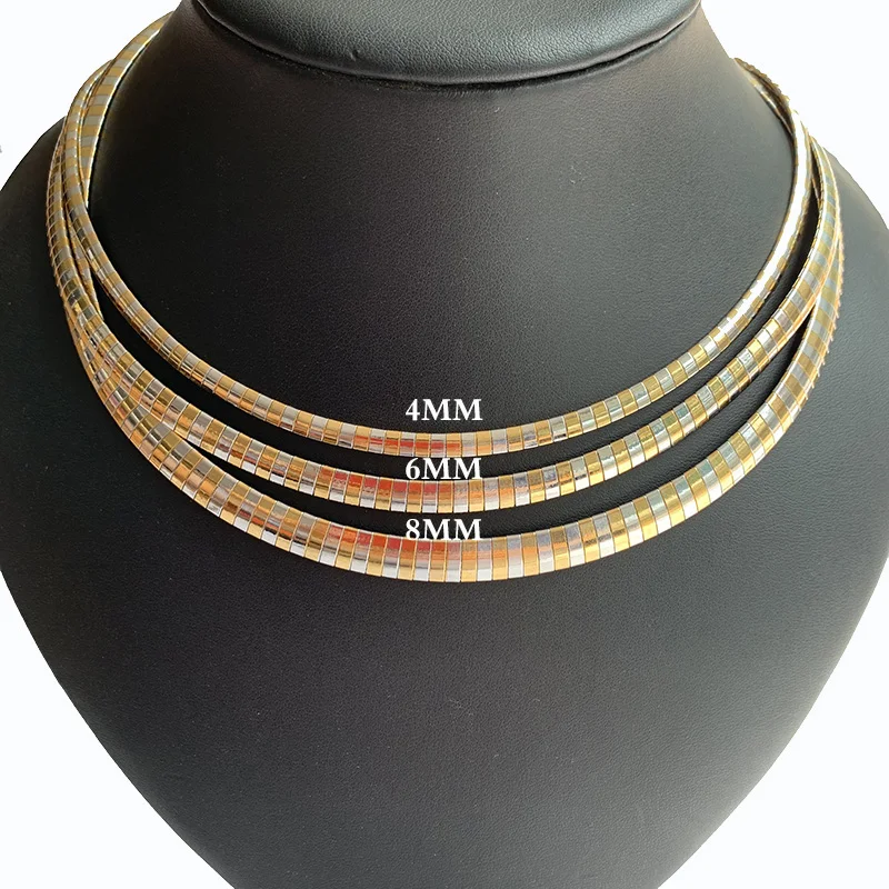 Women Choker Stainless Steel Collar Chains  Necklace Gold Color Snake Chain Jewelry 4-8MM For Girls Gift 4-8MM