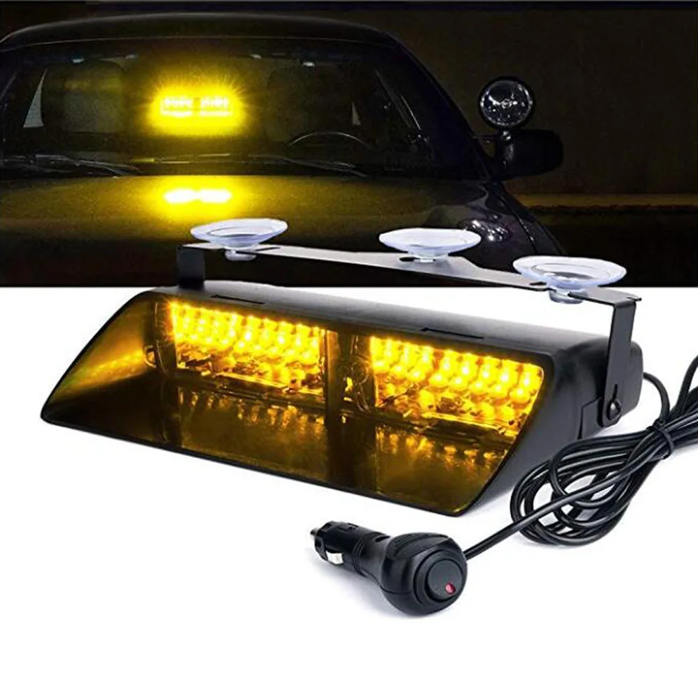 DC 12V Car Truck Emergency Flasher Dash Strobe Warning Light Daytime Running Flash LED Police Lights 16 LEDs 18 Flashing Modes