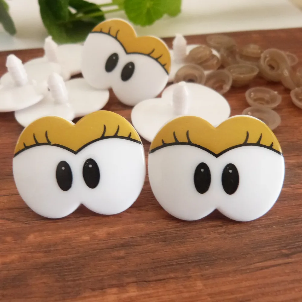 28x38mm Neue Niedliche Bedruckte Augen aus Kunststoff, Sicherheits-Tieraugen & Weiche Unterlegscheiben für DIY-Puppen-Bedarf - 20 Stück - 50 Stück - 100 Stück – Detail 2