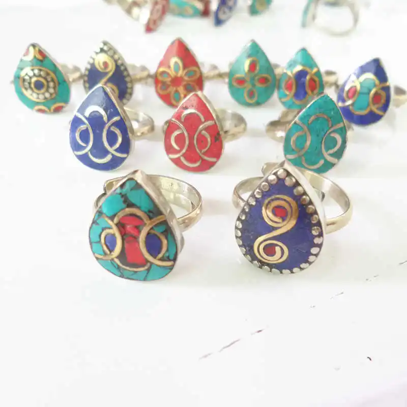 Mix 5PCS  Nepal Vintage Lovely Rings for Girl Cute Heart Figure R227