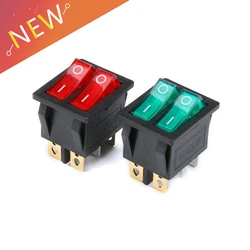 10PCS/1pc KCD6 6Pin 16A 250V 20A 125V 25*31MM Double Light Rocker Switch ON-OFF KCD8 Boat Power Switches 31X25 ON OFF with LED