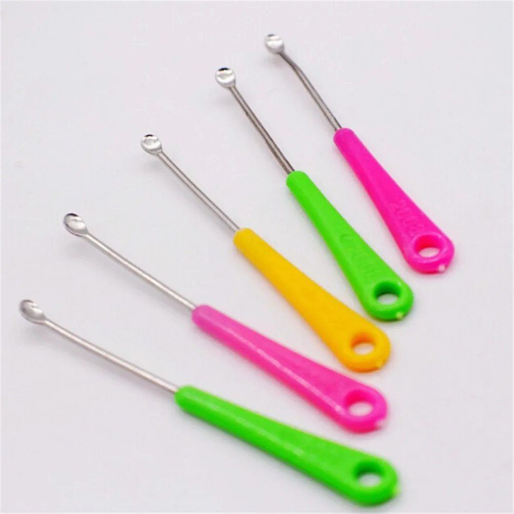 20PCS Stainless Steel Earpick Wax Remover Curette Cleaner Health Care Tools Ear Pick Plastic Handle Design For Baby Kids