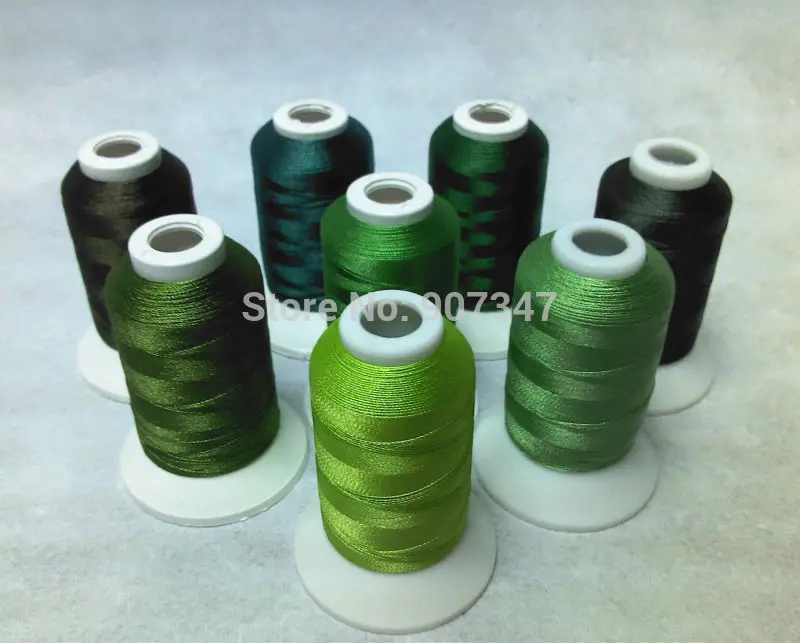 Simthread Green Series Polyester Computer Machine Embroidery Thread Filament 500m*8 ,Strong Strength, Super Sheen ,Light Weight