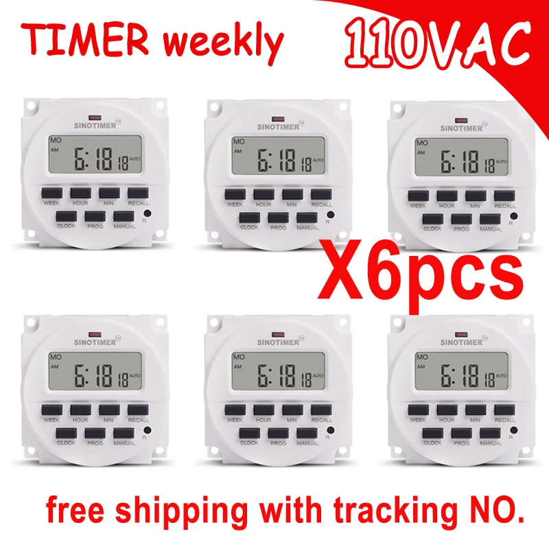 SINOTIMER 7 Days Digital Programmable 110V 120V AC Timer Switch Time Relay for Time Control