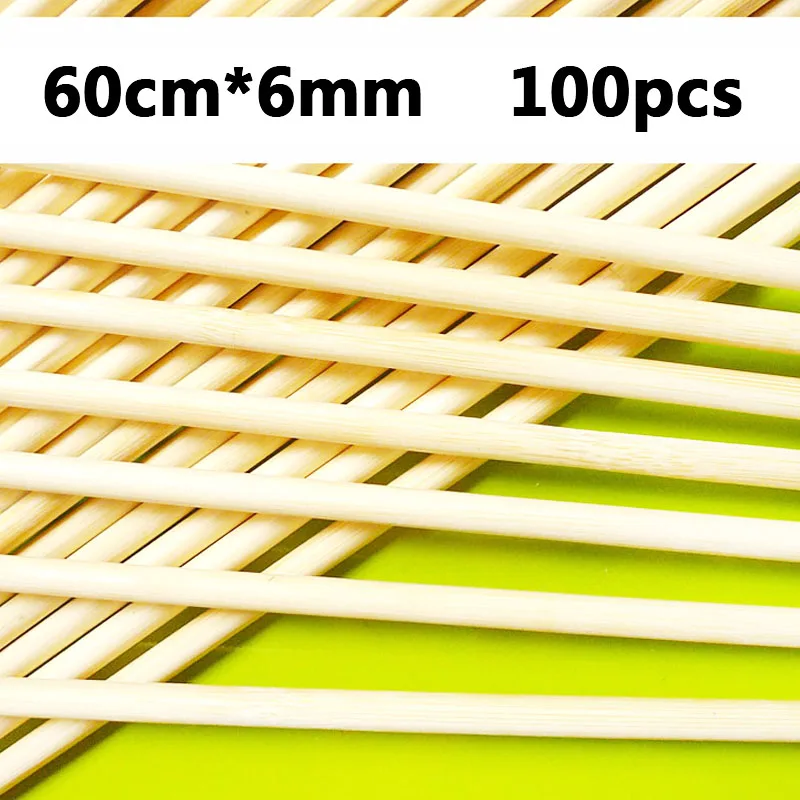 60cm x 6mm 100pcs Long Bamboo Skewers High Quality Tornado Potato Bamboo Skewers Spiral Potato Skewer Strong Natural Wood Skewer