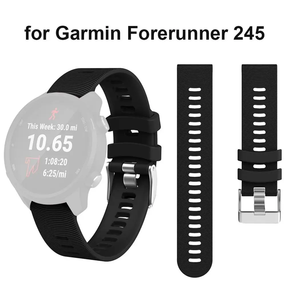 กีฬาซิลิโคนสายนาฬิกาสำหรับ Garmin Forerunner 245 สร้อยข้อมือสมาร์ทนาฬิกาอุปกรณ์สวมใส่