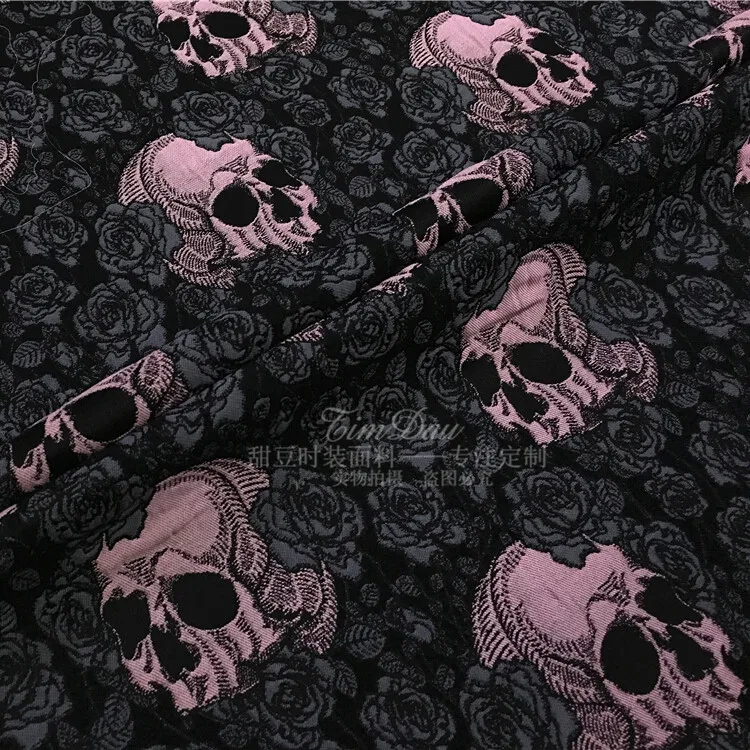 2016 European and American fashion Rose Skull  jacquard fabric for coat  Tutu Dress in the spring and autumn winter/100cm*140cm