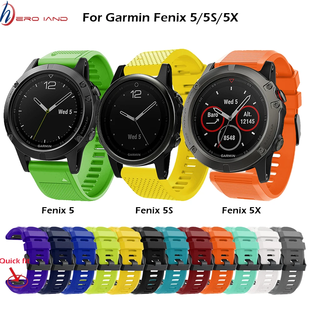 Quick Release Silicone Easy fit Wrist Band Strap 26 22 20MM Watchband for Garmin Fenix 5X 5 5S Plus 3 3 HR Forerunner 935 Watch