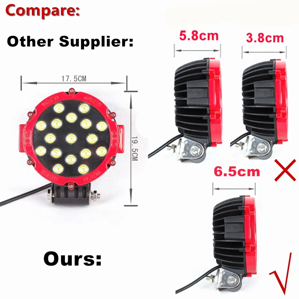 4pcs 7 Inch 51W LED Work Lights 12V 24V Round Driving Auto Headlights For Lada 4x4 Offroad Truck Tractor ATV SUV Car Motorcycles