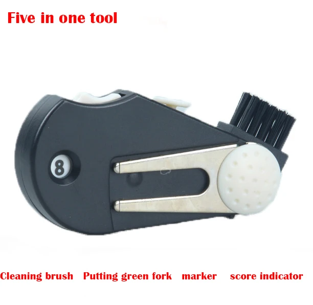 NEW Golf green fork clean brush ball scorer mark multifunction five in one tool at the waist