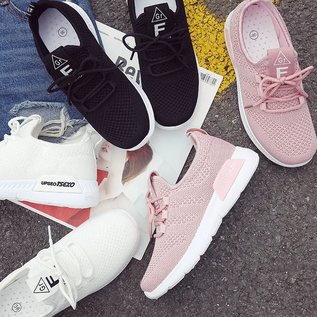 

Sports Shoes For Women Breathable Light weight Student Running Shoes Mesh Wild Flat Sneakers Tennis Shoes Canvas Women Shoes