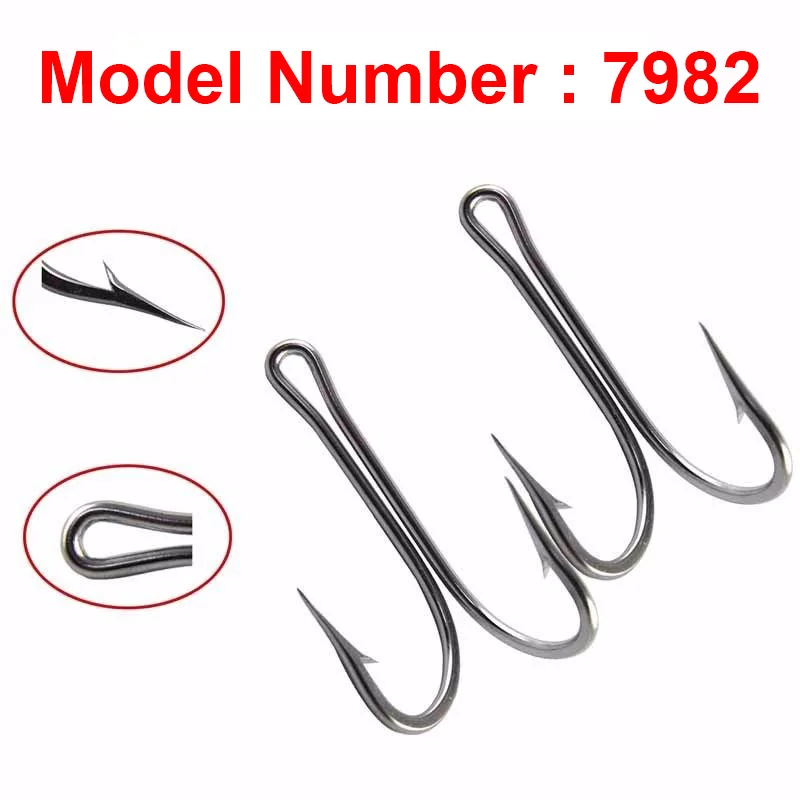 10pcs 7982 Stainless Steel Double Fishing Hooks Sea Fishing Accessories Big  Sharp Double Bait Fishhooks Size 6/0 7/0 8/0 10/0 - AliExpress 18