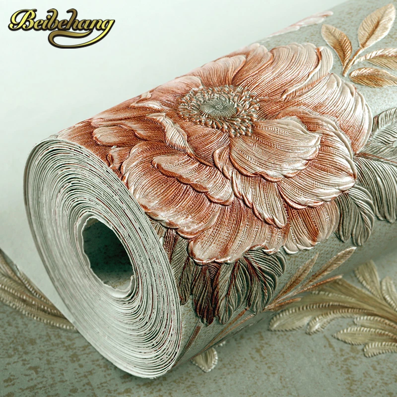 

beibehang European Luxury papel de parede 3D Wall paper roll Embossed Flocking Living room TV Background wallpaper for walls 3 d