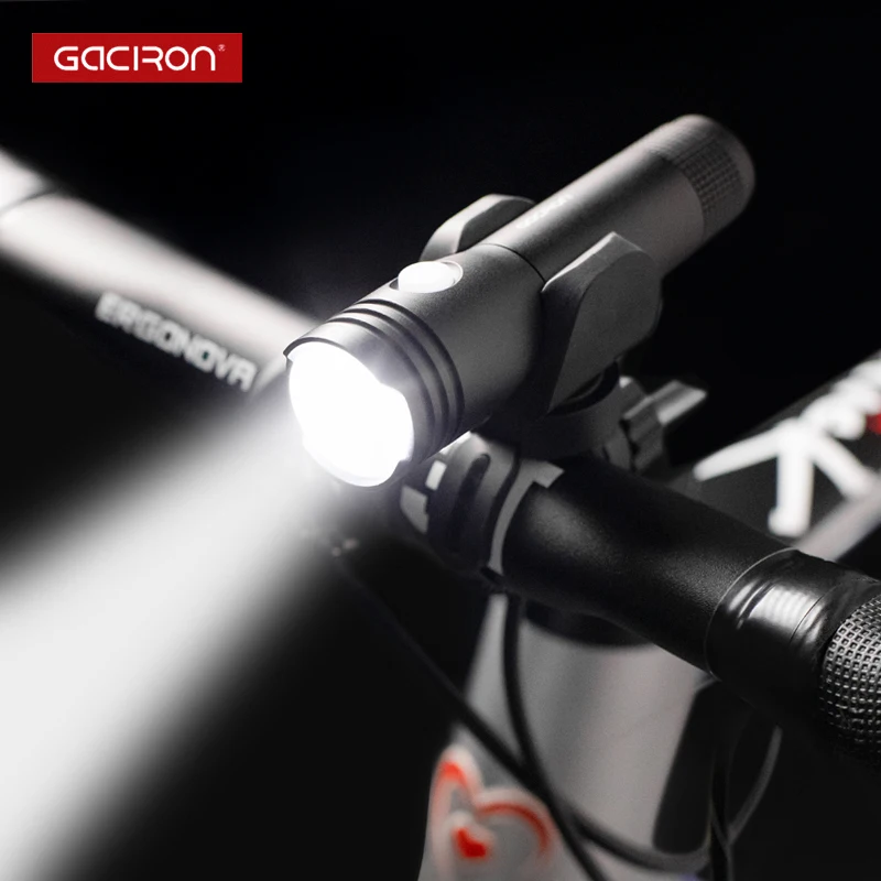 GACIRON V2 Professional 250 Lumen Bicycle Light Waterproof USB Rechargeable Bike Light Flashlight 18650 Battery Not Included