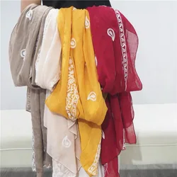 2023 Plain Embroider Cashew Floral Scarf Women Fashion Long Viscose Scarves Lady Stitch Shawls and Wraps Muslim Hijab Foulards