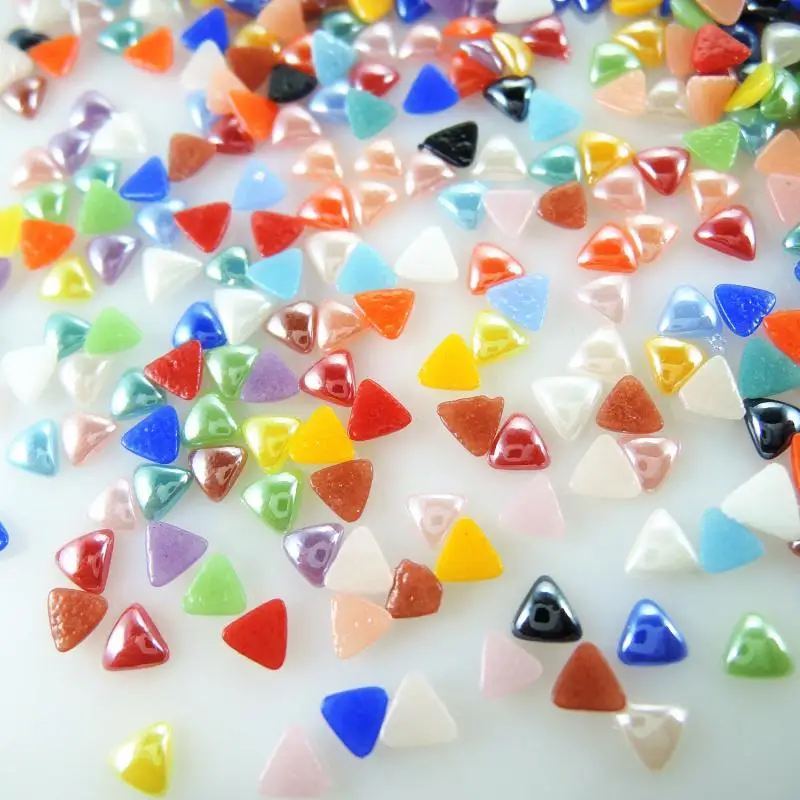 

1000pcs/lot 4*4MM Triangle Glass Ceramics Half Mixed Colors Nail Art Decorations Painting Flatback Rhinestone BL29