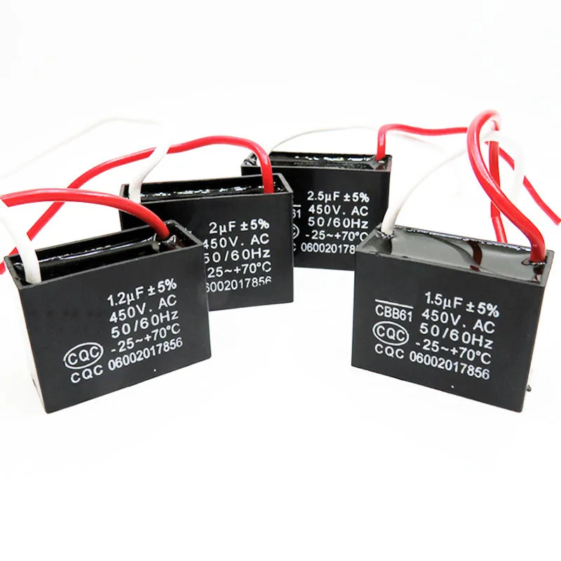 CBB61 Capacitors 1/2/4/6/10/15uF 450V AC CBB Metallized Polypropylene Film Capacitor For Motor Start-up Ceiling Fan