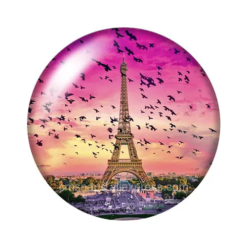 New Eiffel Tower scenery 10pcs mixed 12mm/18mm/20mm/25mm/30mm Round photo demo glass cabochon flat back Making findings ZB1010