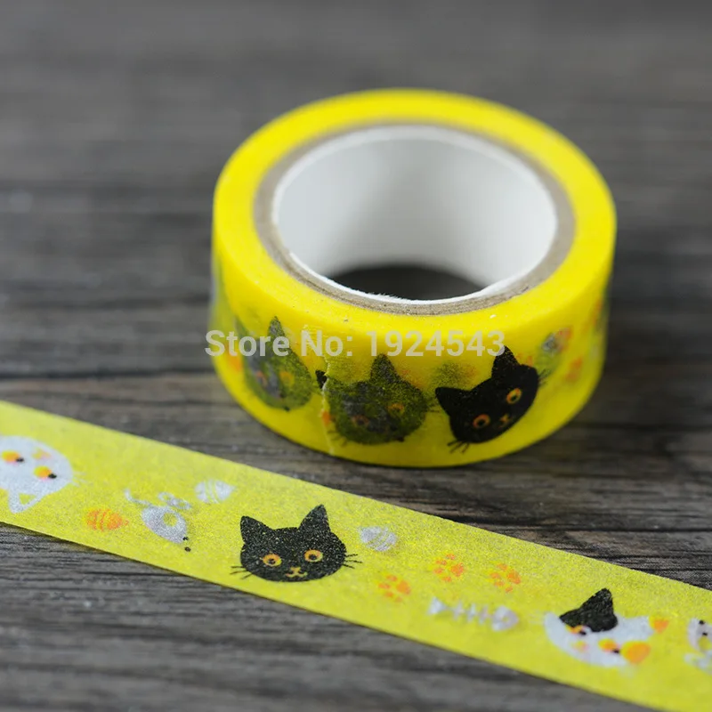 Free shipping Beautiful  washi tape/15mm*10m diy tape/ lovely yellow cat masking paper tape