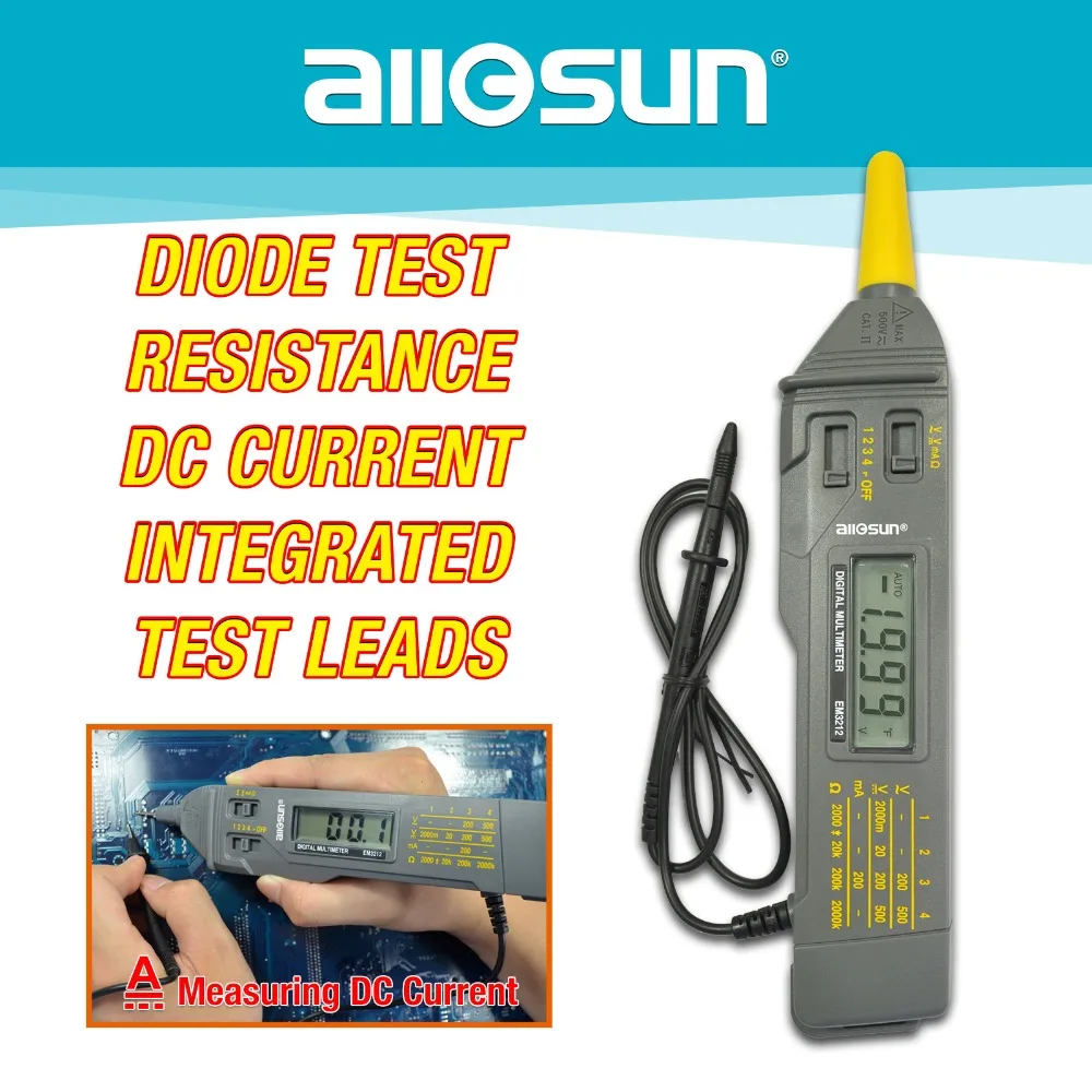 ALL SUN EM3212 Pen Probe Autoranging Digital Multimeter DMM Tool With Tester Probe LCD Pen Multimeter Auto Tester