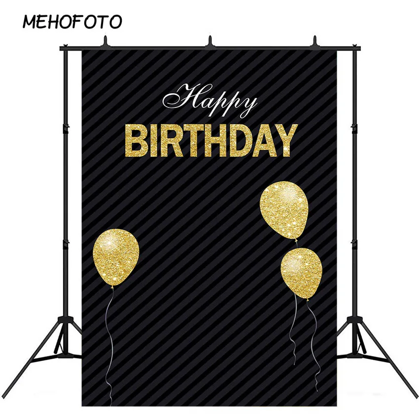 

Happy Birthday Photography Backdrop Golden Balloon Decorations Birthday Party Backdrops Photobooth Background Props