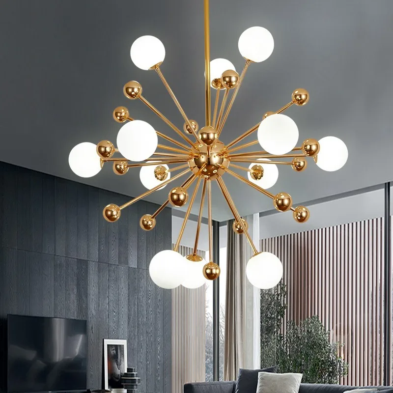 

Globe chandelier Lighting Kitchen Restaurant golden chandelier plexiglass acrylic molecule sputnik lamp italian chandelier