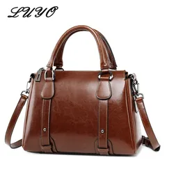 UYO Vintage Wax Oil Genuine Leather Briefcase Top-handle Luxury Shoulder Bags Designer Female Ladies Handbags Women Tote Bag