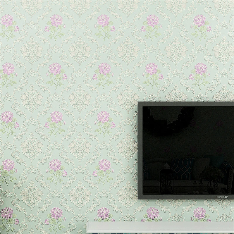 beibehang pressure 3d three dimensional European rural flowers wallpaper wallpaper non - woven bedroom living room TV backdrop