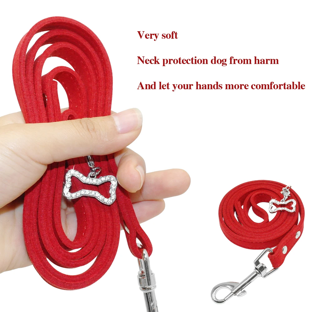 Laisse pour petit chien en cuir suédé souple, laisses roses pour Chihuahua SARL kishire PDPSmall Dogs Chats Walking Leash