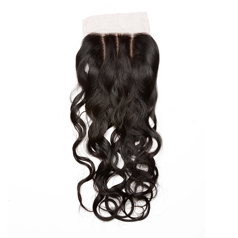 Silk Base Closure Malaysia Water Wave 100% Human Hair With Baby Hair Hidden Knots Closure Brown Lace Dolago Virgin Hair