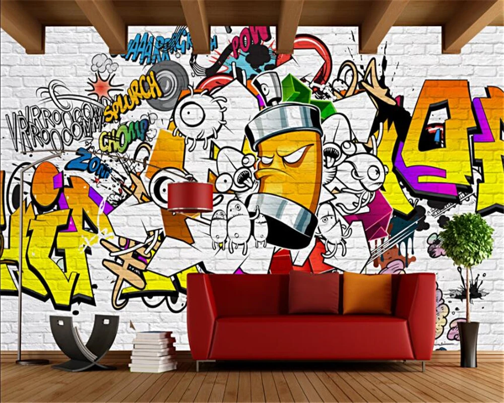 

Custom wall wallpaper European and American trend street graffiti bar KTV backdrop living room bedroom mural wallpaper