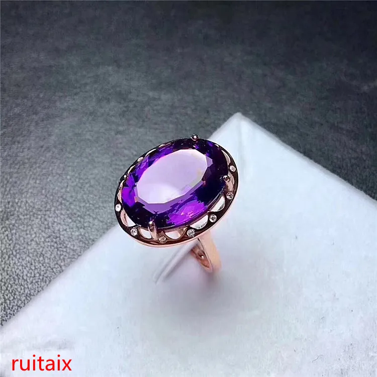 

KJJEAXCMY Fine Jewelry 925 Pure Silver Inlaid with Gemstone Natural Amethyst Ring Aber