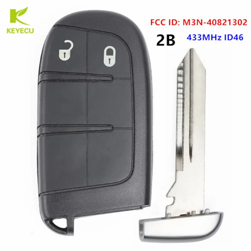 

KEYECU 2 Button Smart Remote Key 433MHz ID46 CHIP for Dodge Jeep Fiat Chrysler GEN4 TOMBSTONE PROXIMITY REMOTE FCC: M3N-40821302