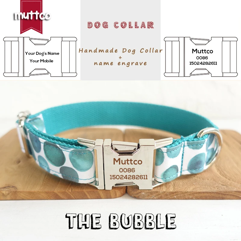 MUTTCO retailing self-design laser engraved dog collar THE BUBBLE unique Anti-lost  dog collars and leashes 5 sizes UDC053